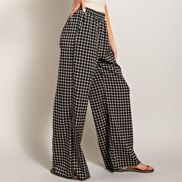 Black Retro Print Trousers - Picture 2 of 4
